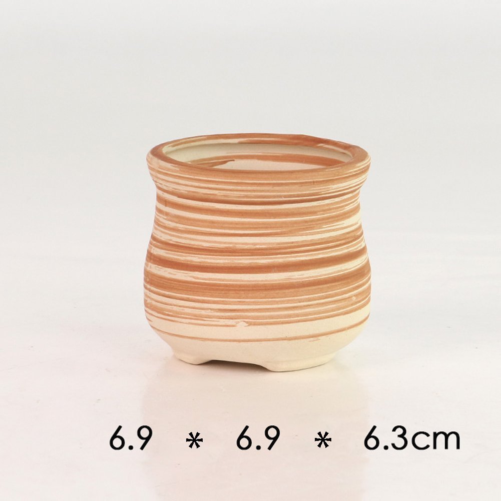 Sun-E 6 in Set 7.6 cm Ceramic Wooden Pattern Succulent Plant Pot Cactus Plant Pot Flower Pot Container Planter Gift Idea