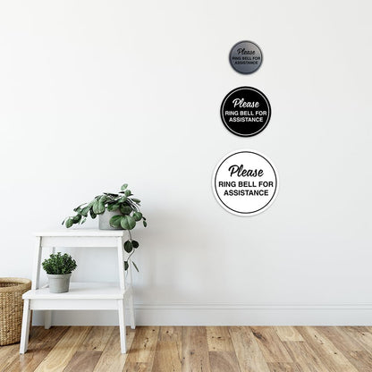 Signs ByLITA Circle Please Ring Bell For Assistance Wall or Door Sign | Easy Installation | Front Desk Reception Sign (Blue) - Large (10 Pack)