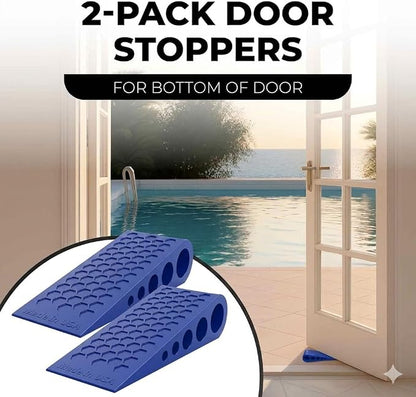 Door Stoppers for Bottom of Door Premium Floor Rubber Door Stop Wedge Made in USA Heavy Duty Honeycomb Design for Carpet, Tile, Ideal for Home, School, Commercial,Blue