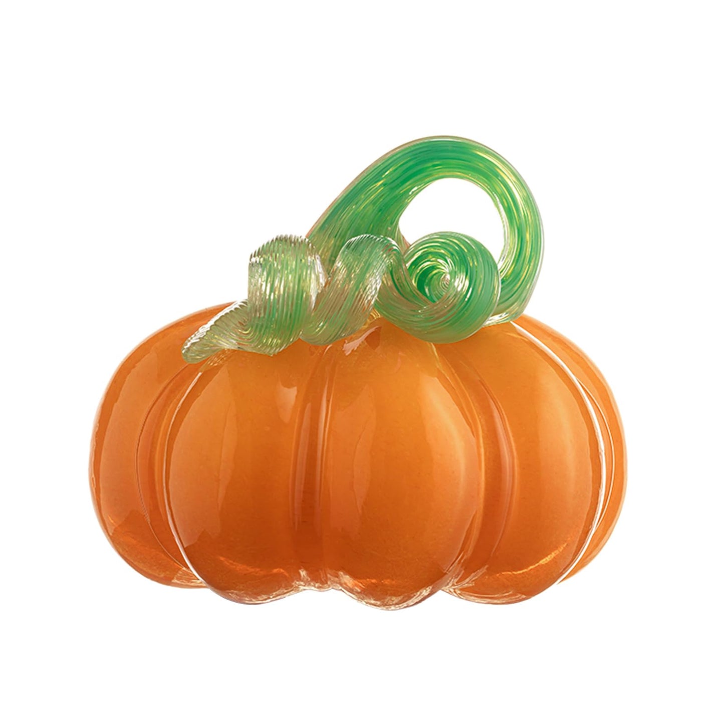 ORRFIDDY 4.7" Hand-Blown Glass Pumpkin Halloween Decor Fall Home Figurines Collectible Harvest Thanksgiving Wedding & Autumn Mantel Decorations Paperweight Tabletop Ornaments(Orange)