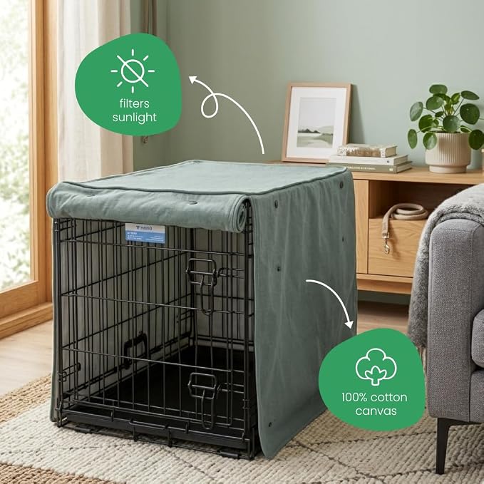 Molly Mutt Quiet Light Dog Crate Cover, GOTS-Certified 100% Organic Cotton Canvas Cover for Dog or Puppy Kennel and Cage, Washable, Free of Harmful Chemicals, Medium/Large, Fits 30"x19"x21" Crate