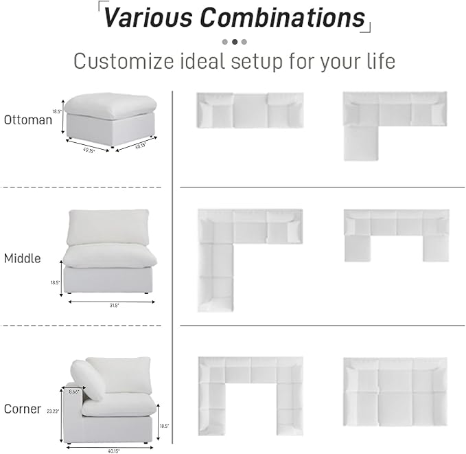 Cloud Modular Sectional Sofa Couch, 4 Seater Sofa