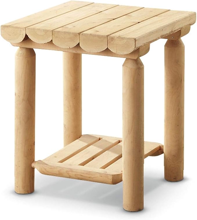 CASTLECREEK Cedar Log Side Table Nightstand, Rustic Natural Unfinished Wood End