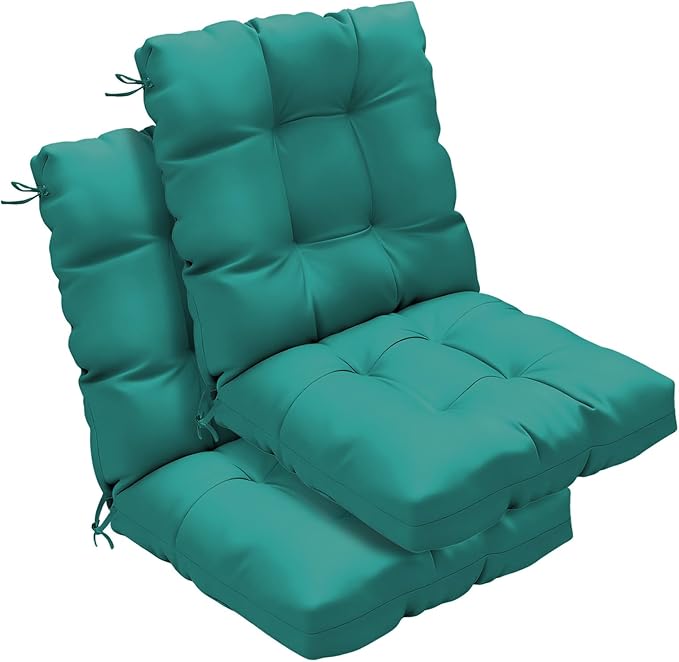 Outdoor Chair Cushions Set of 2, High Back Soft Seat Pad