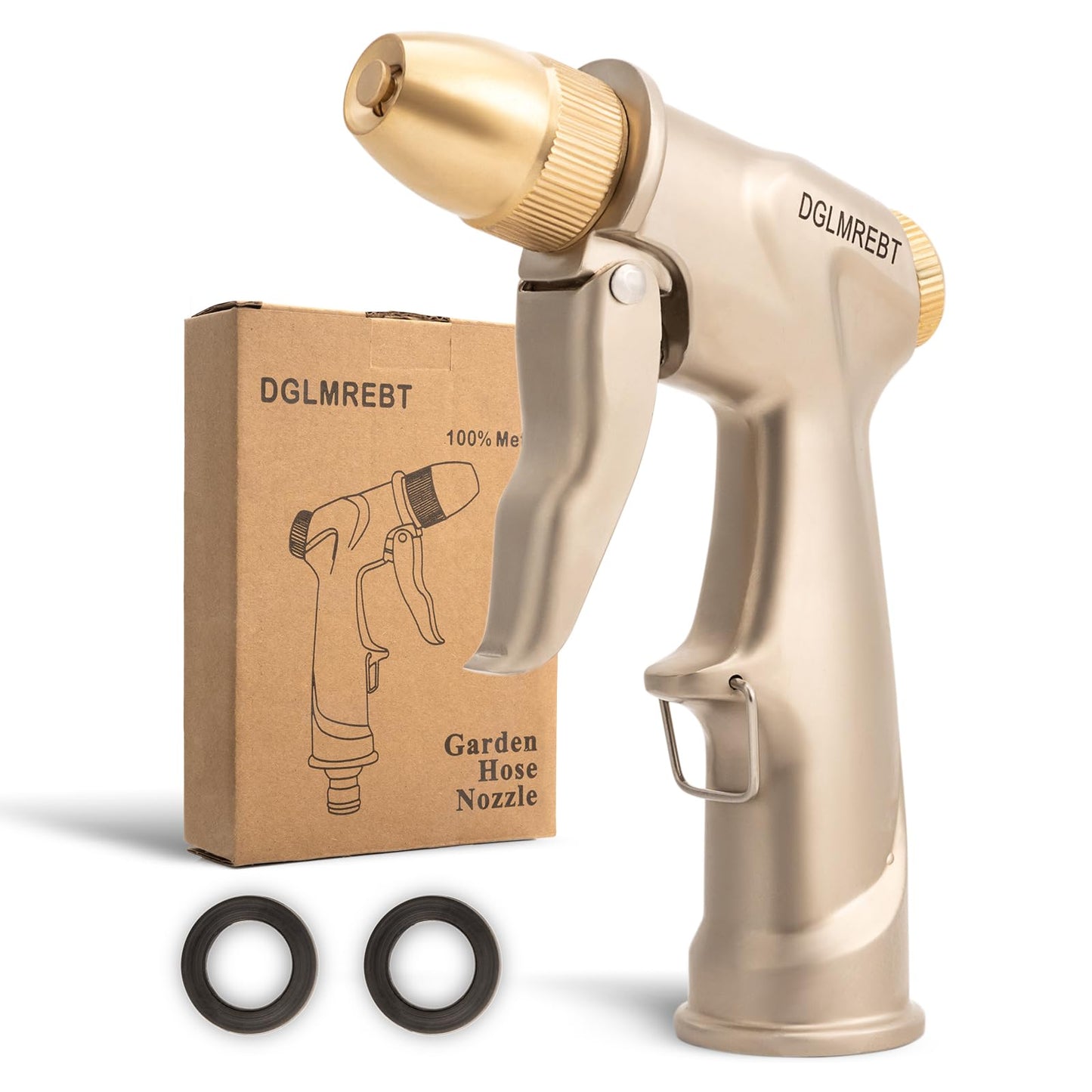 Metal Garden Hose Nozzle Spray - Heavy Duty 4 Spray Patterns 360° Rotating, Ergonomic Handle, Leak-Proof Fit for Watering, Cleaning, Car Wash(Upgrade nozzle)