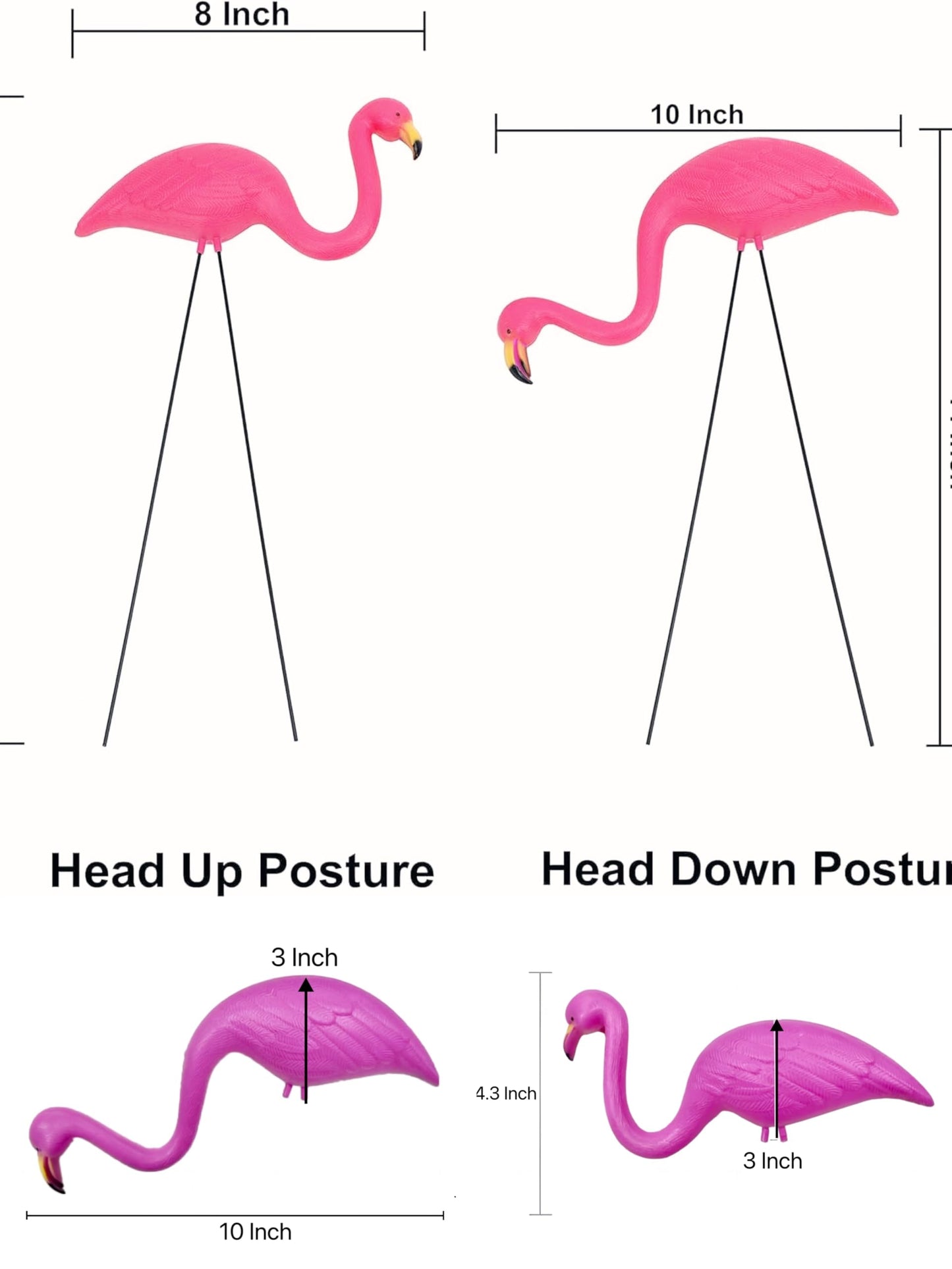 GiftExpress 12 Pack Pink Flamingos Yard Decorations - Small 14" Tall Plastic Flamingo Statue w/Metal Stakes - Lawn Ornaments & Garden Decor for Outdoor Parties