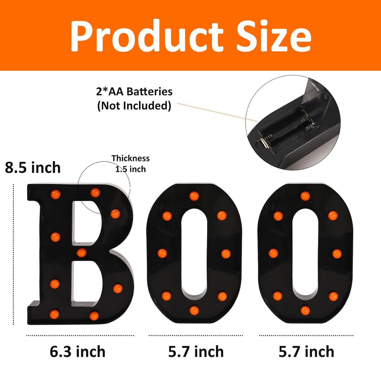 Halloween Decorations-3 Marquee Light up Letters "BOO" Sign Halloween Decor for Kitchen Tabletop Fireplace Mantel Party Indoor