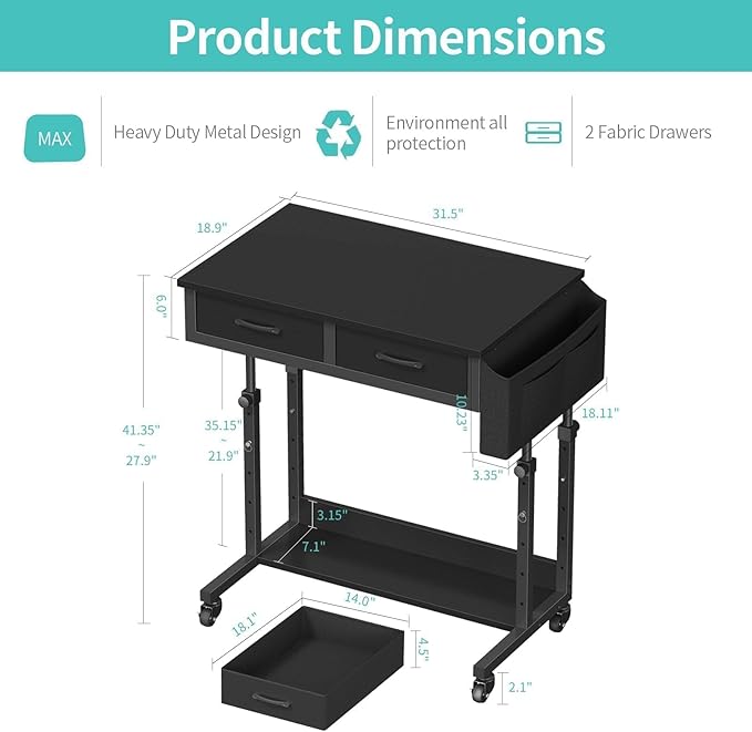 Small Portable Rolling Standing Desk