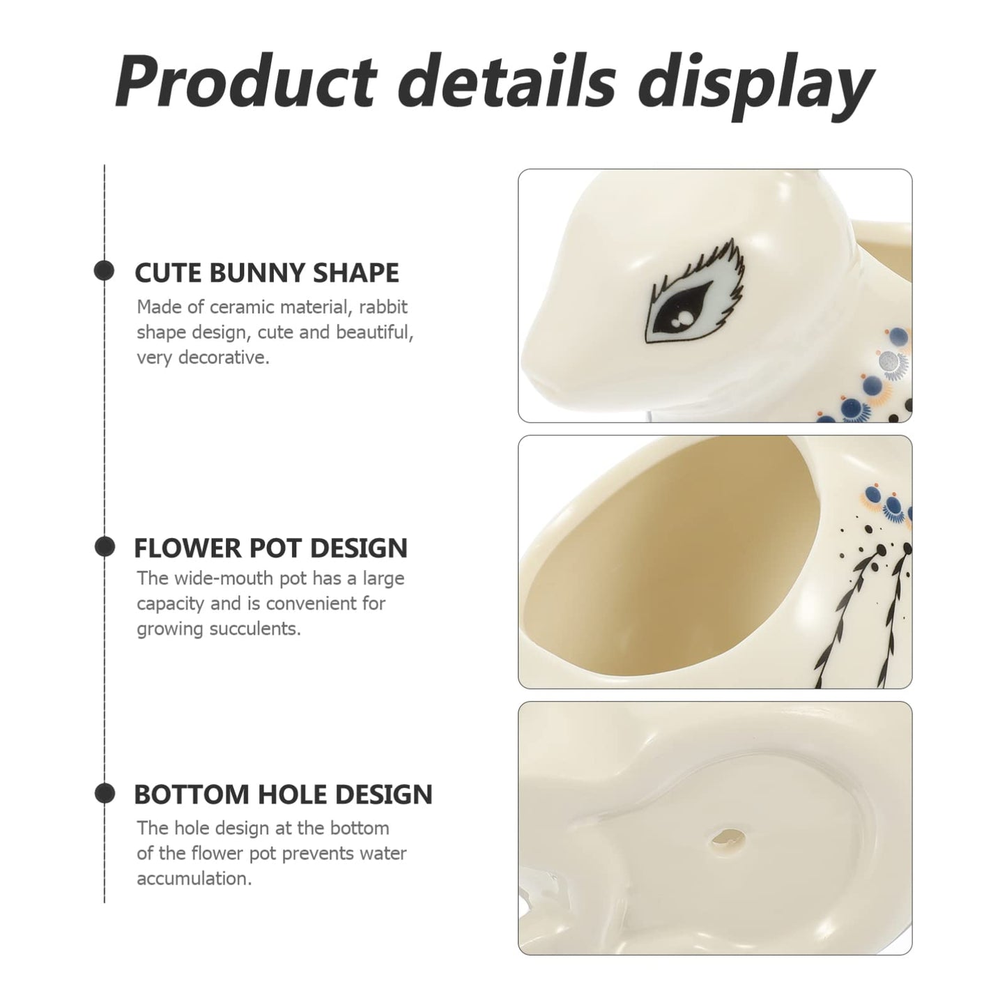 GANAZONO Flower Pots Mini Ceramic Bunny Planter Decorative Cartoon Rabbit Small Flower Pot Succulent Planter for Succulent Plant Cactus Flower Style 2 Animal Succulent Pots