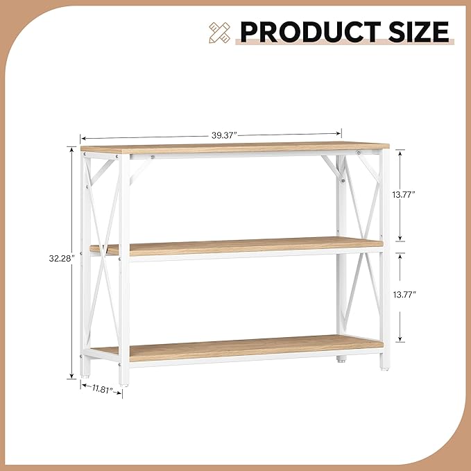 Homeiju Entry Table 40" Width, 3-Tier Entryway Table