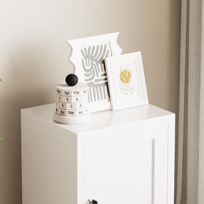 ALBAD Metal Nightstand with Lockable Cabinet, Compact Mini Locker Bedside Table