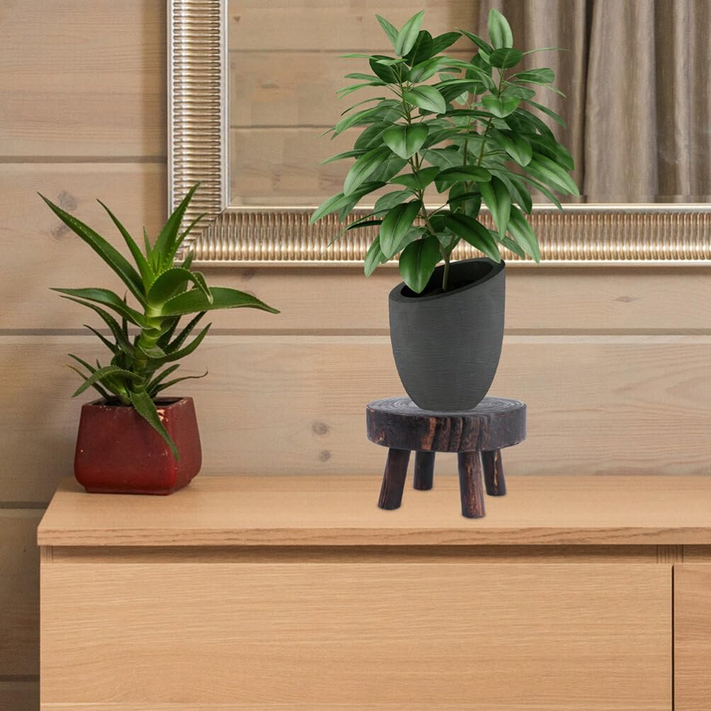 Cabilock Solid Wood Flowerpot Rack 6.69X6.69X3.54 Inch Indoor Plant Stand Decorative Rack for Balcony Garden Living Room with Rustic Natural Finish