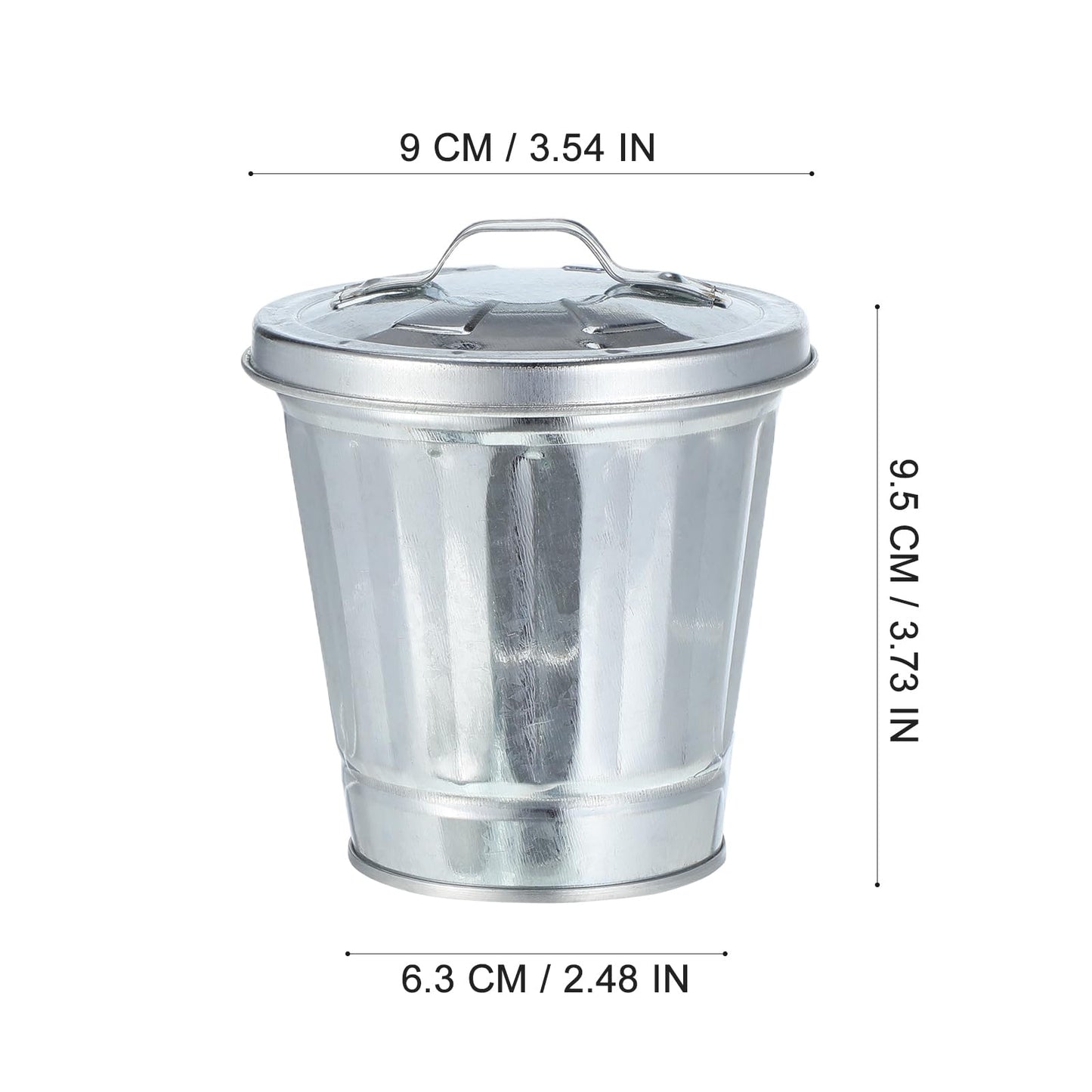 12Pcs Small Desk Trash Can with Lid | 9 x 9.5 x 6.5 cm | Galvanized Steel | Multifunctional Organizer | Pen Holder for Desk | Small Ashtray with Lid | Trash Bin Candy Party Favors | Mini Flower Pot