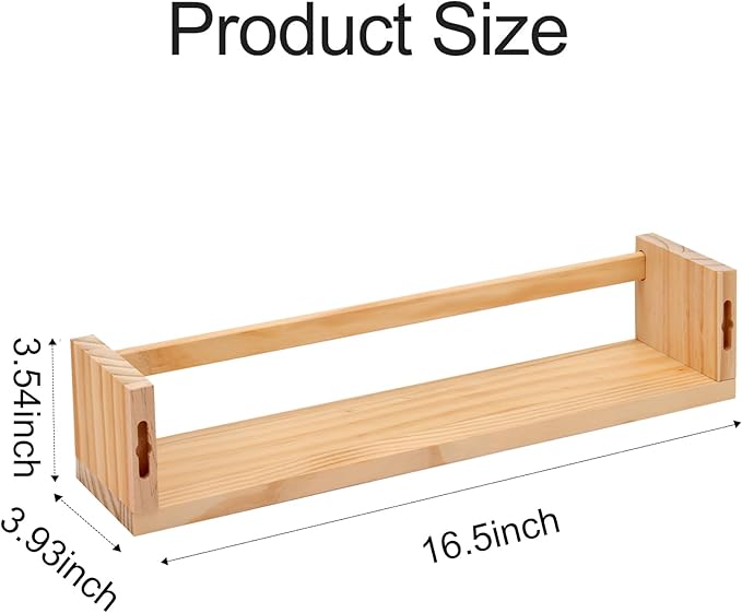 Fixwal Nursery Book Shelves, 16.5 Inch Floating Nursery Bookshelves, Solid Wood