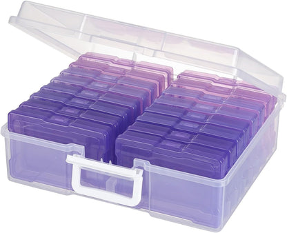 novelinks Photos Organizer - 4" x 6" Photo Storage Box with Handle - 16 Inner Cases - Purple Gradient