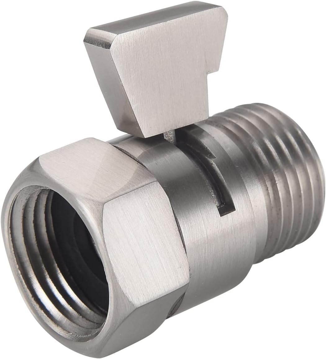 Shower Head Shut Off Valve, Brass G1/2“ Water Flow Control Valve for Shower head and Handheld, Water Pressure Regulator Replacement for Shower System(Brushed Nickel)