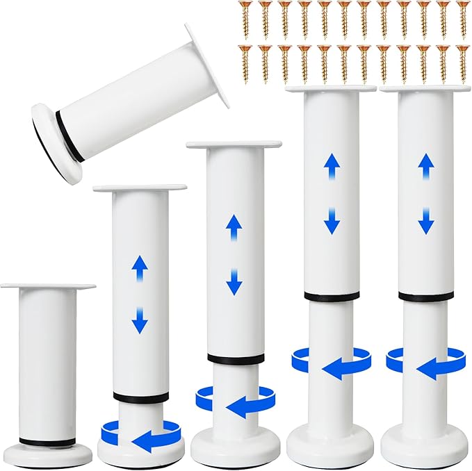 6 PCS Adjustable Furniture Couch Cabinet Legs 4.72-7.48 Inch, Heavy Duty