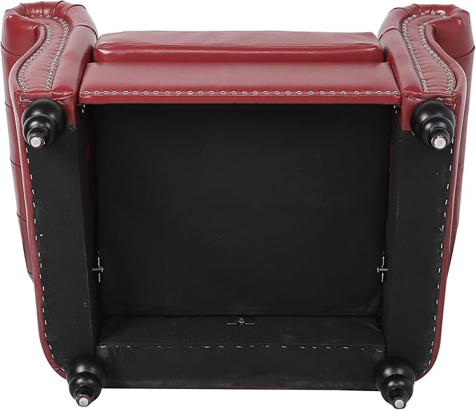 LEVNARY Leather Upholstered Armchair, Mid-Century Modern Single Sofa Chair