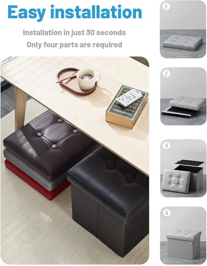 AmasSmile Storage Ottoman Folding Foot Rest Stool