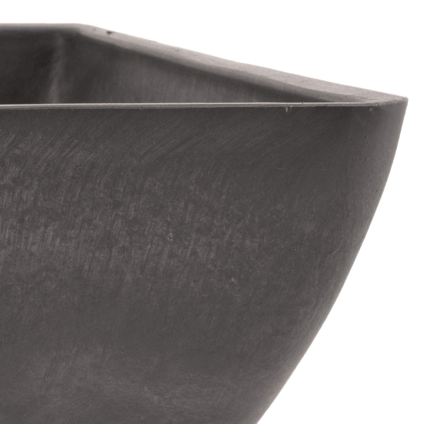 PSW Pot Collection 12x6 inch Plastic/Stone/Wood Composite Square Planter – No Drainage Hole (Drillable), Modern Indoor/Outer Pot for Flowers, Foliage, Succulents, Fairy Gardens, Dark Charcoal