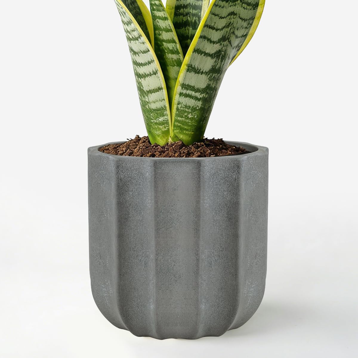 Avyra Velen 10 Inch Plant Pot – Ceramic Planter with Drainage Hole & Removable Drain Plug, Decorative Flower Pot for Indoor Outdoor Plants, Modern Round Large Planter, Grey