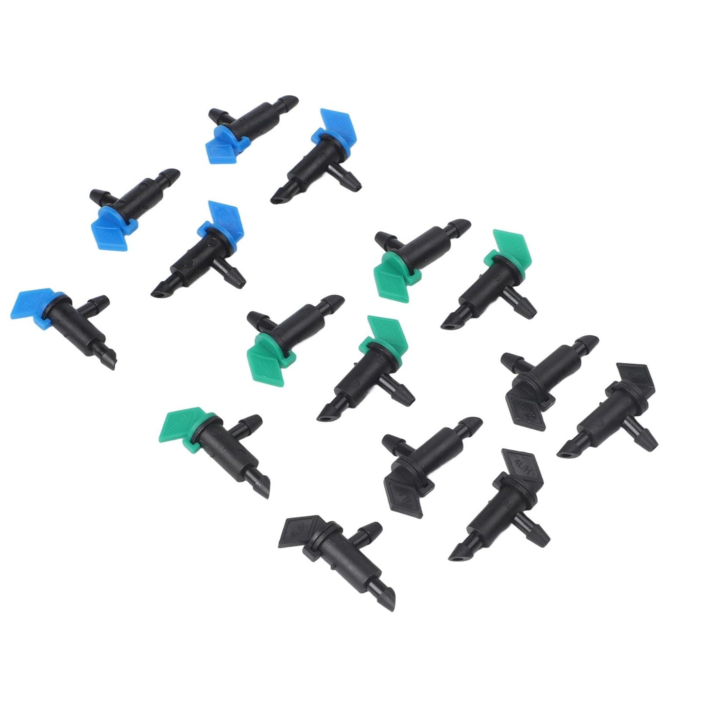 SundiooK Adjustable Flow Garden Drip Emitters, PE Plastic Irrigation Drippers with Shut-Off Valve, Fits 4/7mm Tubing for Plant Watering, 60 or 300 Packs