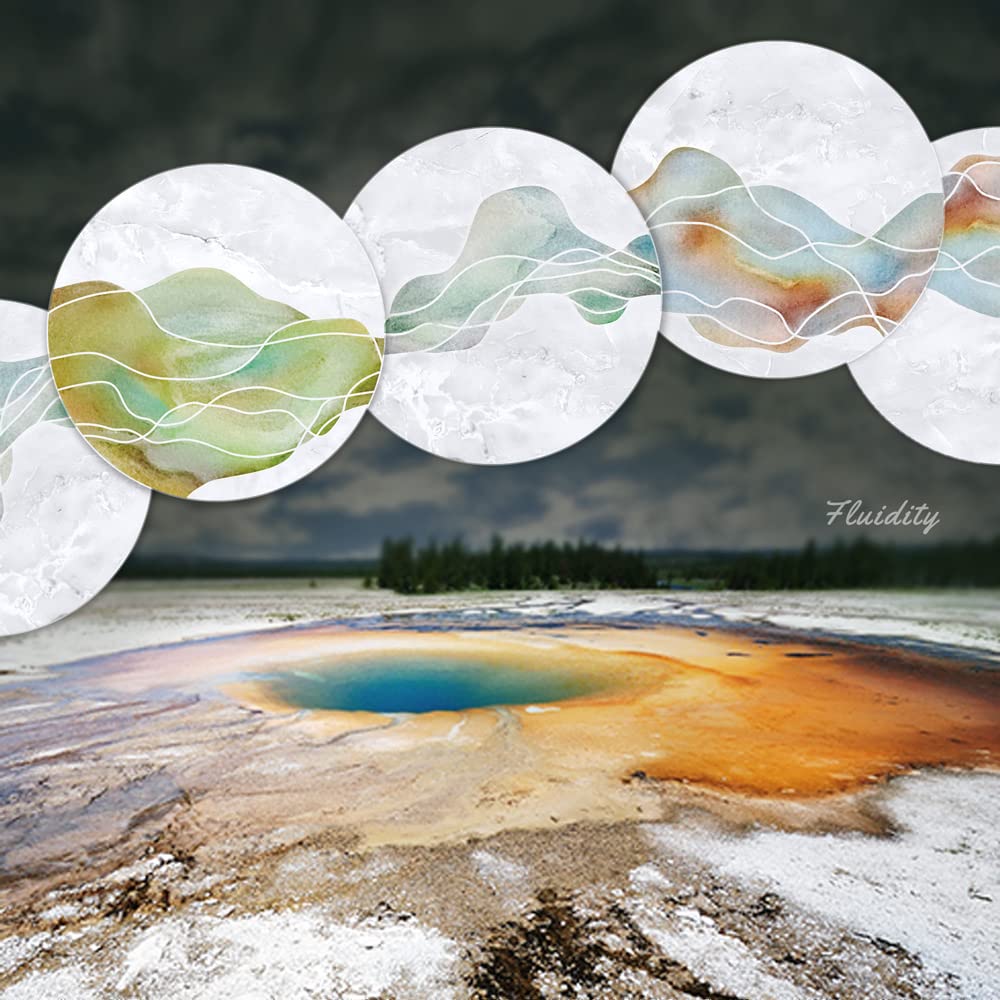 UMIRRO Ceramic Stone Coasters for Drinks Absorbent with Holder | Agate Style Coasters Set with White Marble Texture Background | Cool Cup Mat with Geode Pattern | Unique Fancy Tabletop Protection Mat