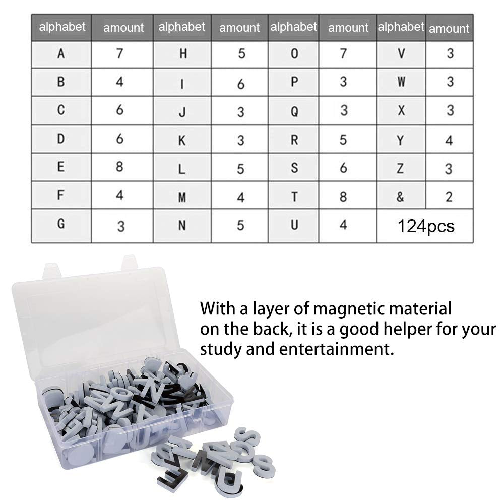 Firlar 124Pcs Magnetic Letters, Uppercase Alphabet ABC Magnets for Fridge Refrigerator, Foam Alphabet Letters Refrigerator Magnets Educational Tools for Spelling and Learning, White