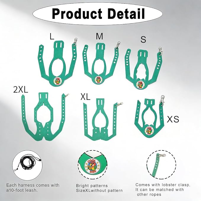 Adjustable Bird Harness & Leash Set for Small Birds,FitsBudgie,Parakeets, Conures, Cockatiels,Green Cheek,Quaker Parrots(Green, XS) Z6350-6