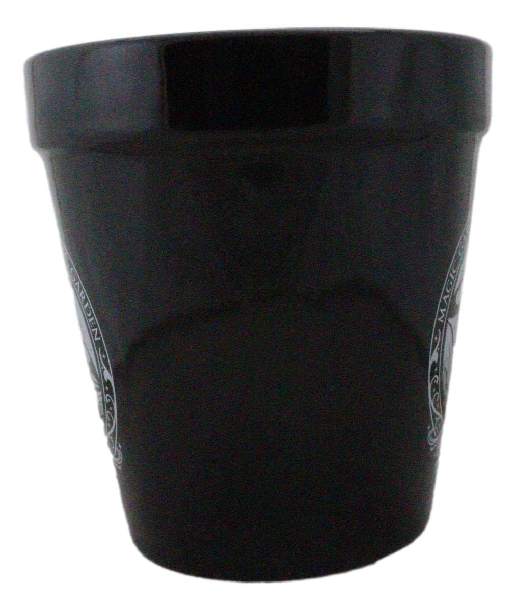Ebros Gift Wicca Witchcraft Gothic Magic Black Ceramic Planter Pot Floral Container Alchemy Occult Potter Flowerpot Green Thumb Gardening Home Accent (Magic Garden Fairy Mushrooms Triple Moon)