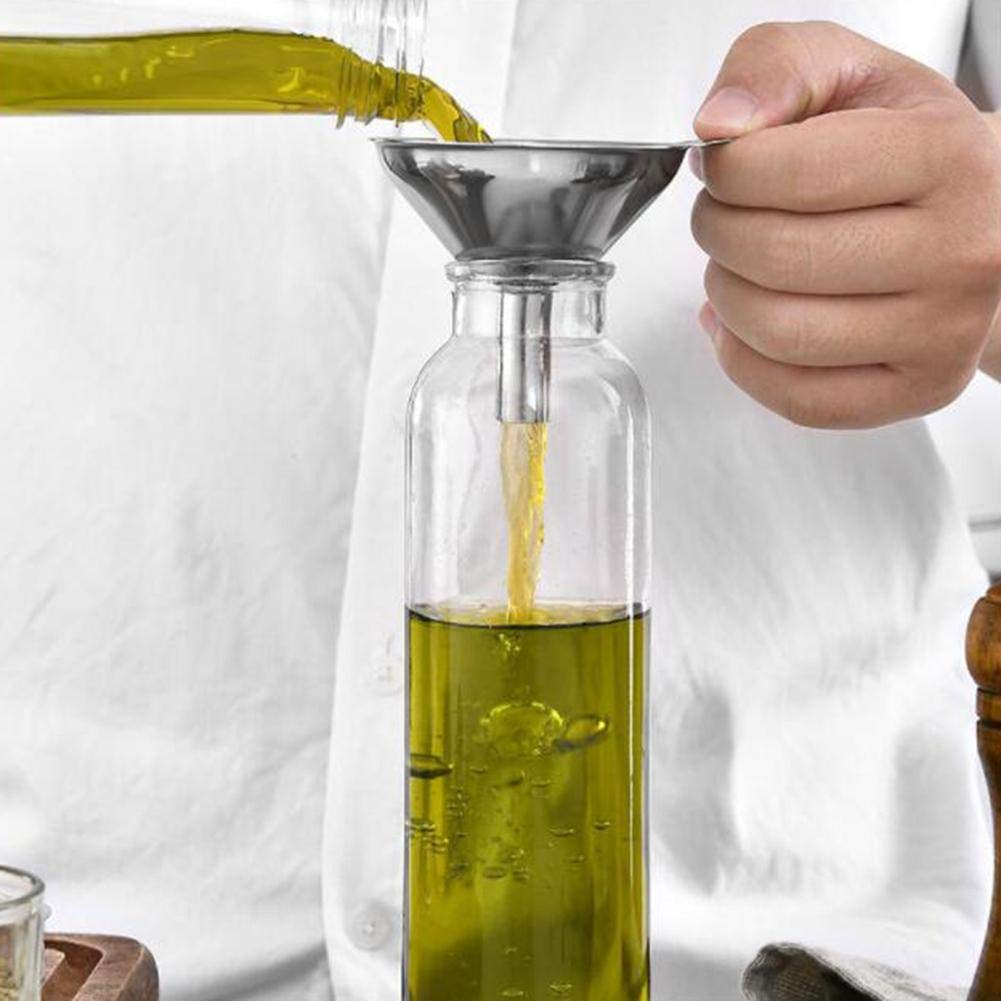 3 in 1 Metal Funnels for Filling Bottles Stainless Steel Small Kitchen Funnel Set for Transferring Essential Oils Liquid Fluid Spice Dry Ingredients Powder,Durable (‎Short-Handled Funnel)