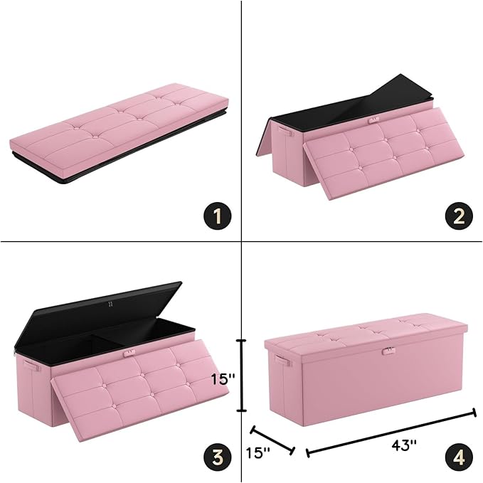 DocSafe Storage Ottoman Bench, Fireproof＆Waterproof Folding Bench