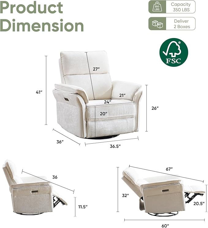 Power Swivel Rocker Recliner, Glider Recliner Nursery Chair