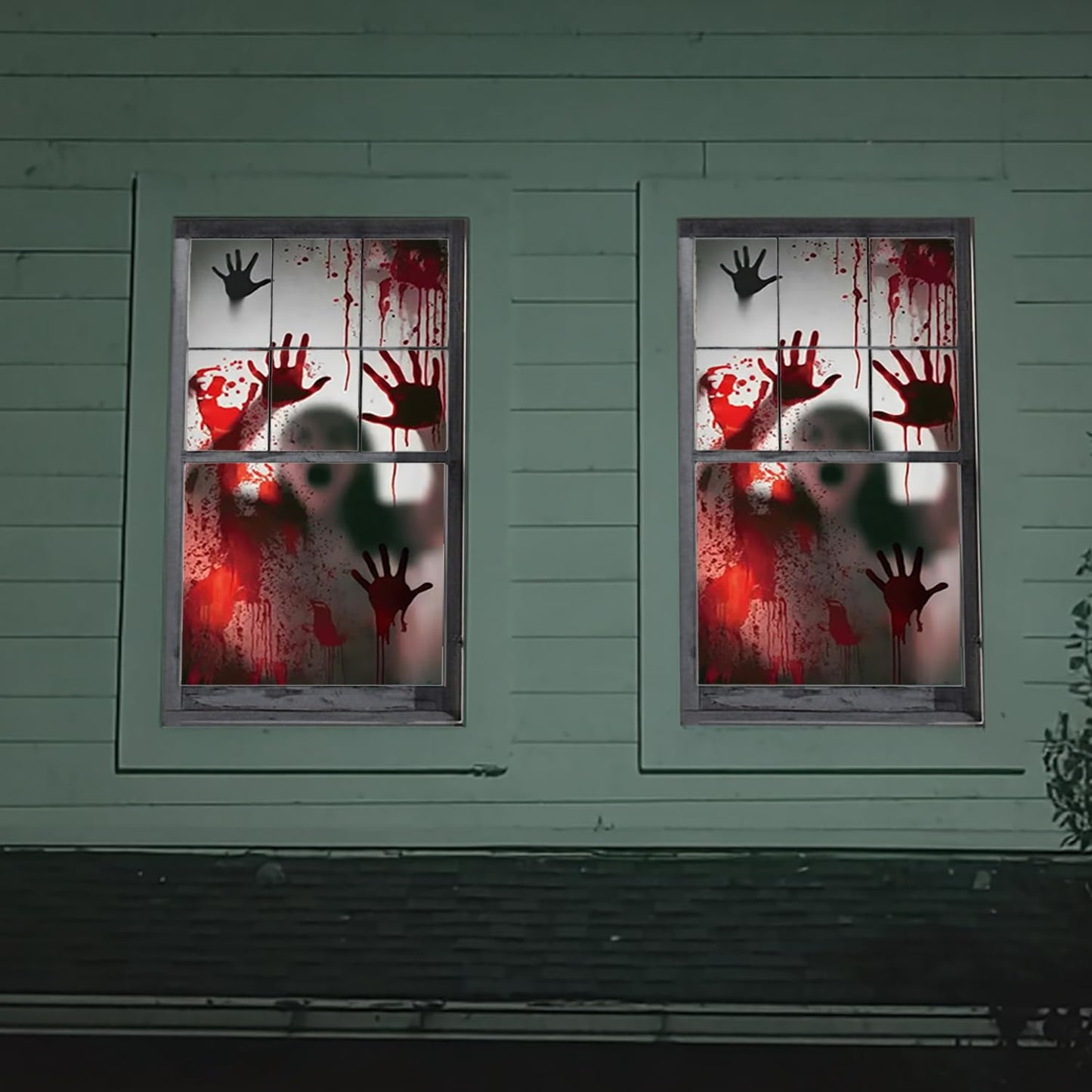 2PCS Halloween Giant Spooky Scary Window Posters - Creepy Party Decoration Haunted House Door Cover Creepy School Dormitory Window Cover 60" x 60"