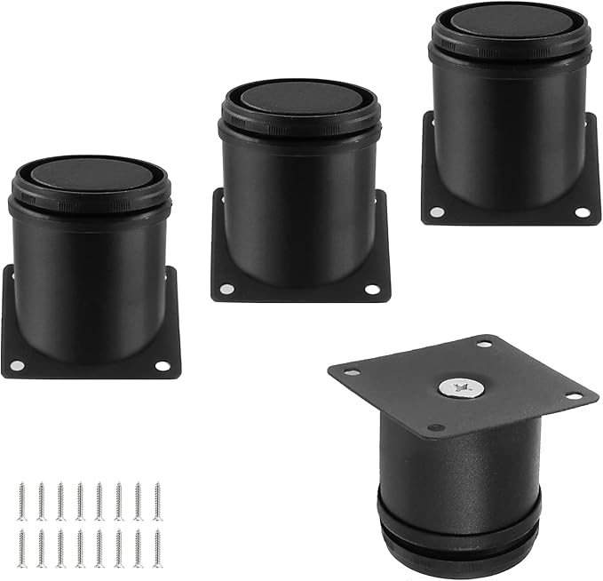 Set of 4 Stainless Steel Furniture Legs 2.4 Inch, Adjustable Round Cabinet Legs