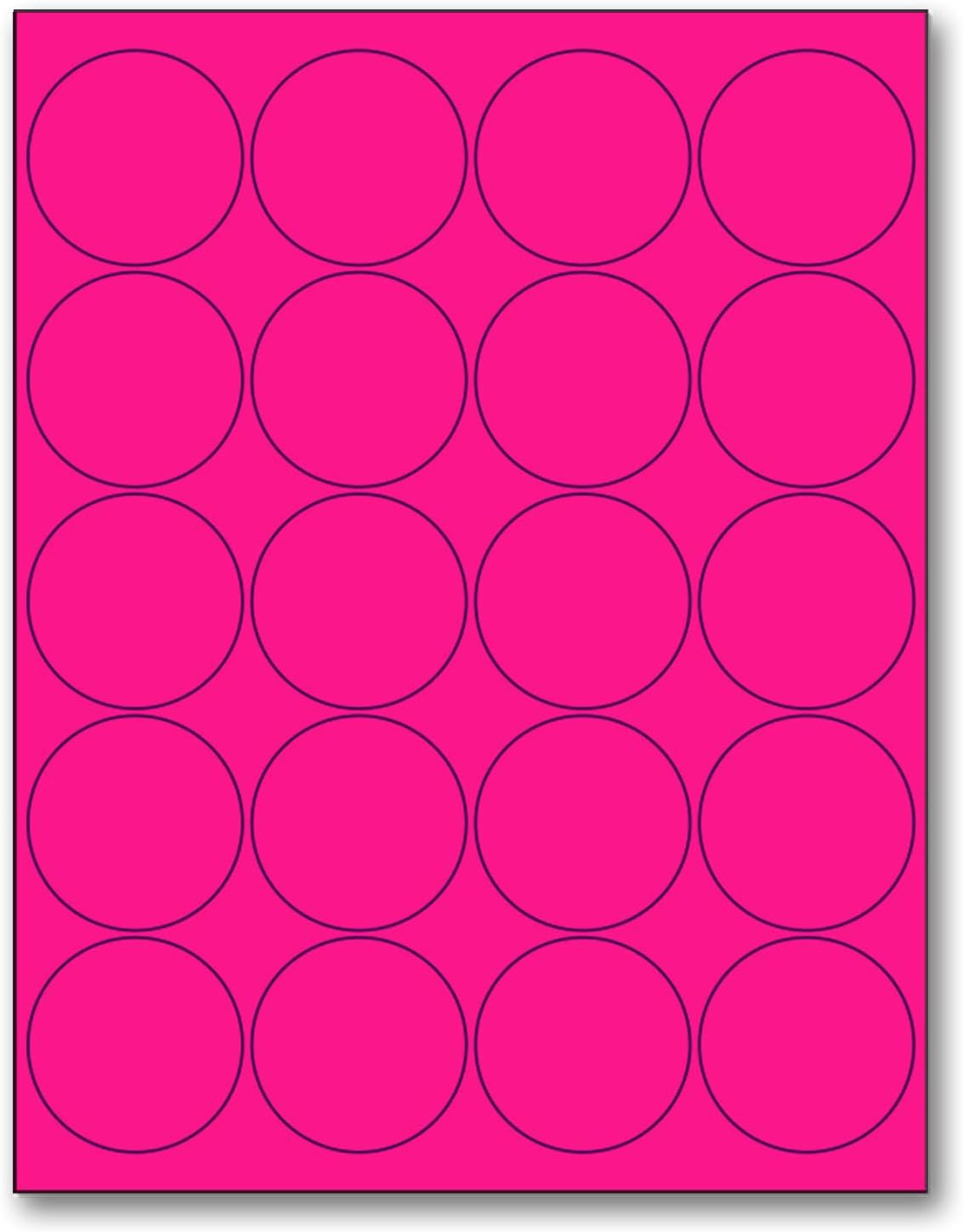 NextDayLabels - 8-1/2 x 11" Neon Color High Light Fluorescent Labels for Laser & Inkjet Printer (Pink Fluorescent, 2" Round - 20 Per Page | 500 Labels)