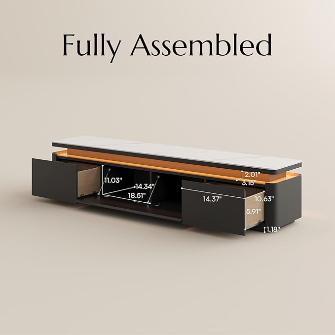 POVISON Fully Assembled 79" Mid-Century Modern TV Stand