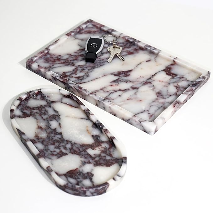 Real Luxurious Natural Marble Vanity Tray Genuine Marble Storage Tray