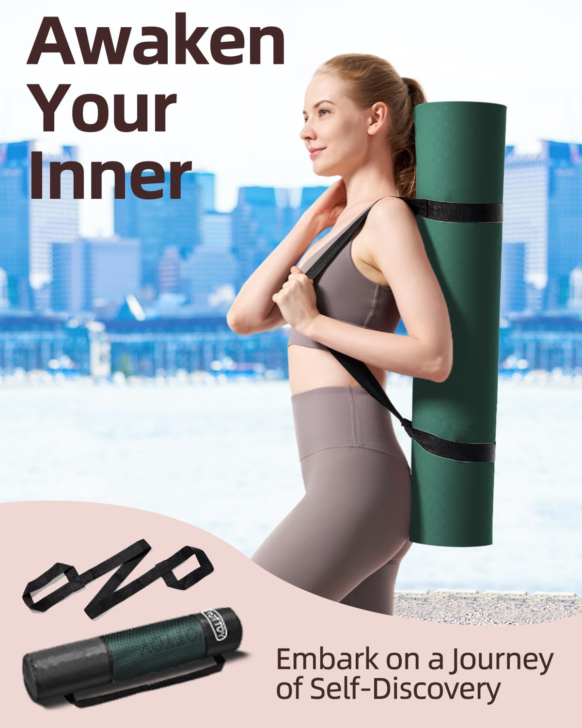 YOTTOY Yoga Mat, 72"x 32"x1/3" Extra Wide Non-Slip Exercise Fitness Yoga Mats,Eco-Friendly TPE Exercise Mats for Women Men Home Workout with Strap Bag