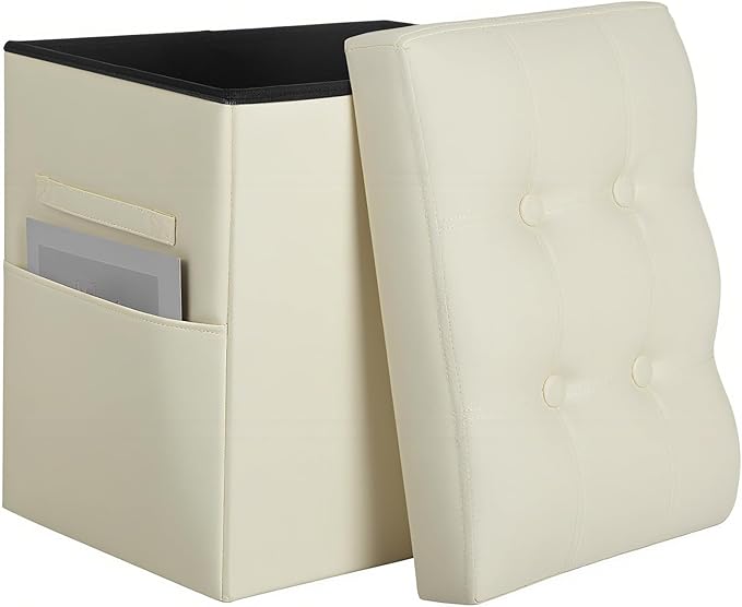Ottoman with Storage, Slim Tall Foot Rest Stool with Thicker Foam Padded Seat.