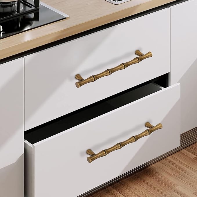 6Pcs Bamboo Shape Zinc Alloy Cabinet Knobs Handles pulls, Dresser Drawer