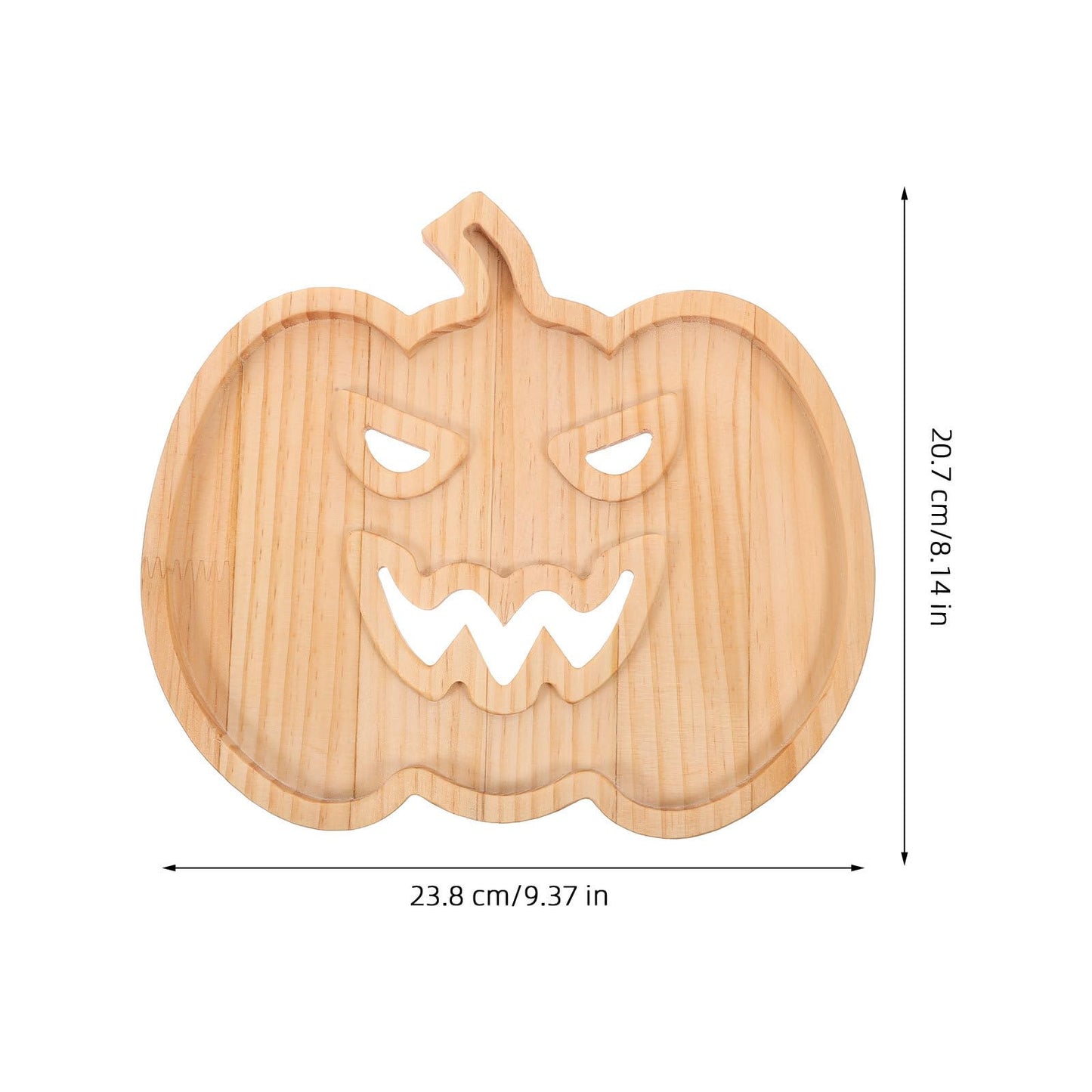 Healifty Halloween Pumpkin Snack Tray Wooden Serving Plate 9.37X8.14 Inch Seasonal Dessert Fruit Candy Appetizer Tray for Kitchen Dining