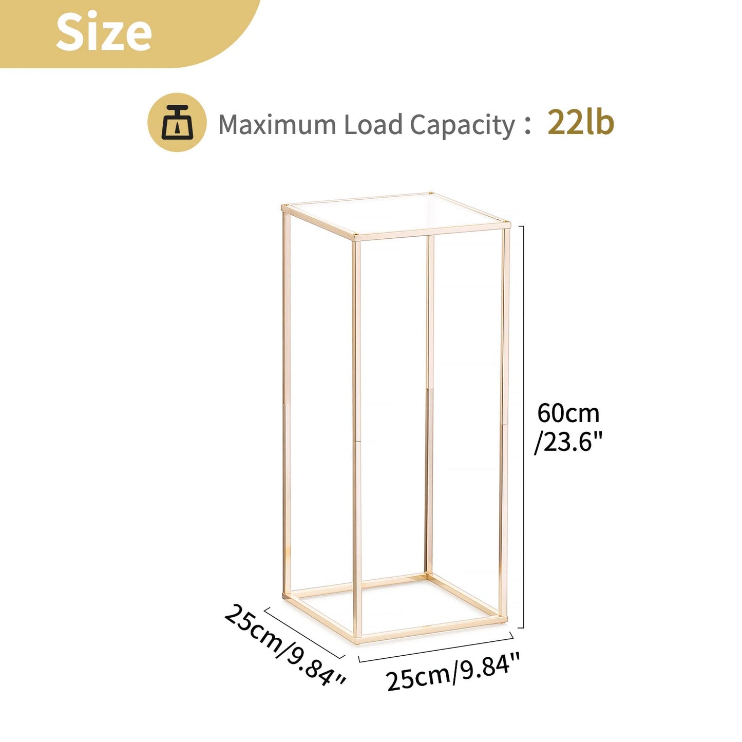 Nuptio Wedding Centerpieces Gold Vases: 10 Pcs 23⅝ inch Tall Flower Stand Metal Floor Vase Column Geometric Centerpiece Stands Rectangular Display Rack for Weddings Party Decoration