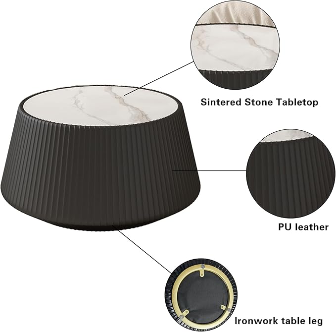 26.77" Marble Coffee Table, Modern Cup Shaped Coffee Table