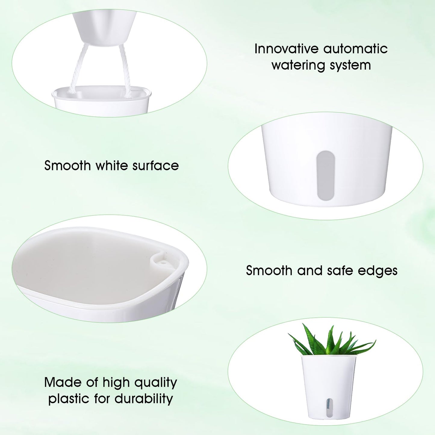HekouJiub 20 Sets 3" Self Watering Pots, White Self Watering Planters for Indoor Plants, Small Plastic Self Watering Garden Pots with Level Indicator and Vents for House Plants, Flowers
