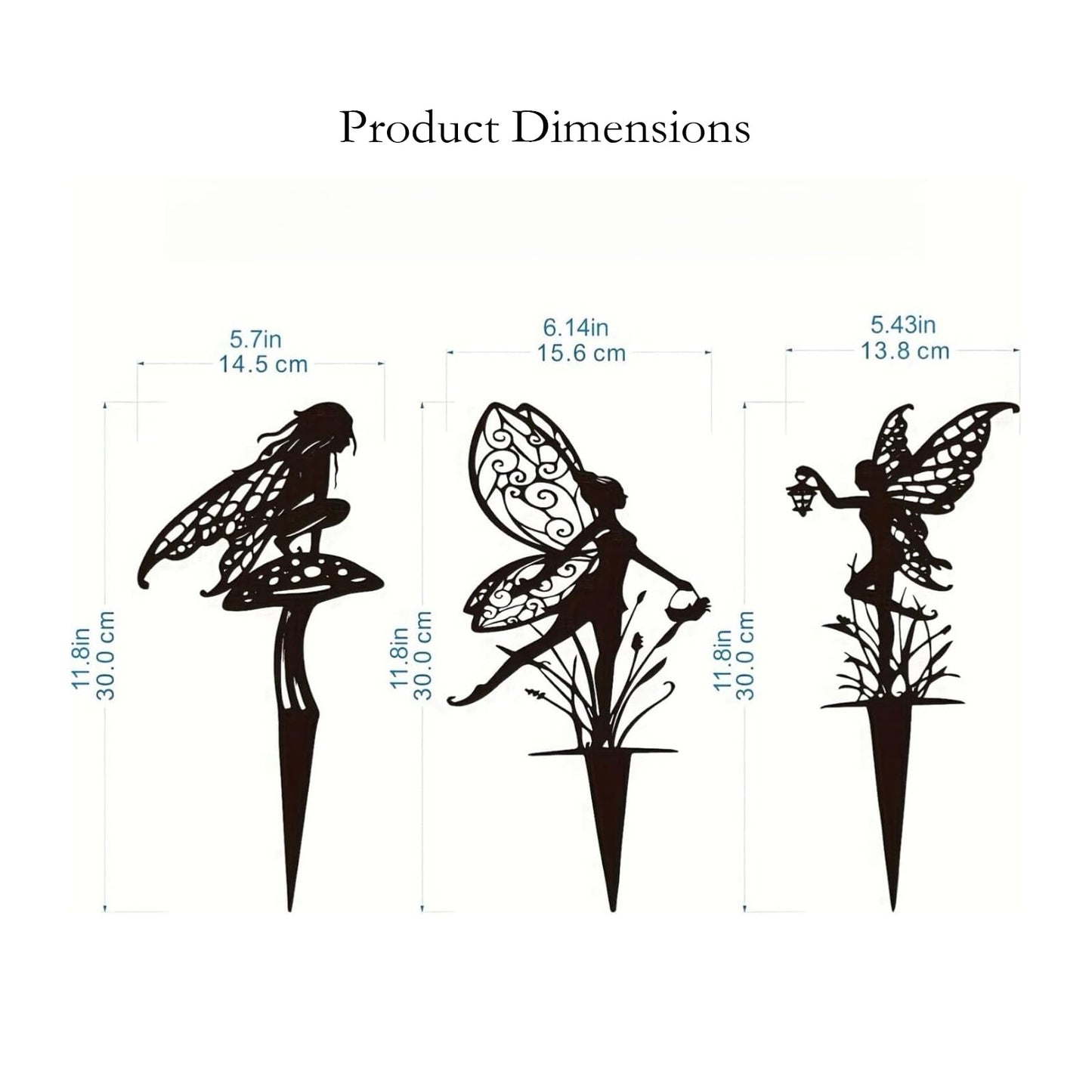 AJHXZMFC Decorative Garden Stakes， Fairy Garden Stakes, Butterfly Fairy Stakes for Weather Resistant Black Metal Outdoor Decorative Art for Women Gift (Matte Black, 6P-A)