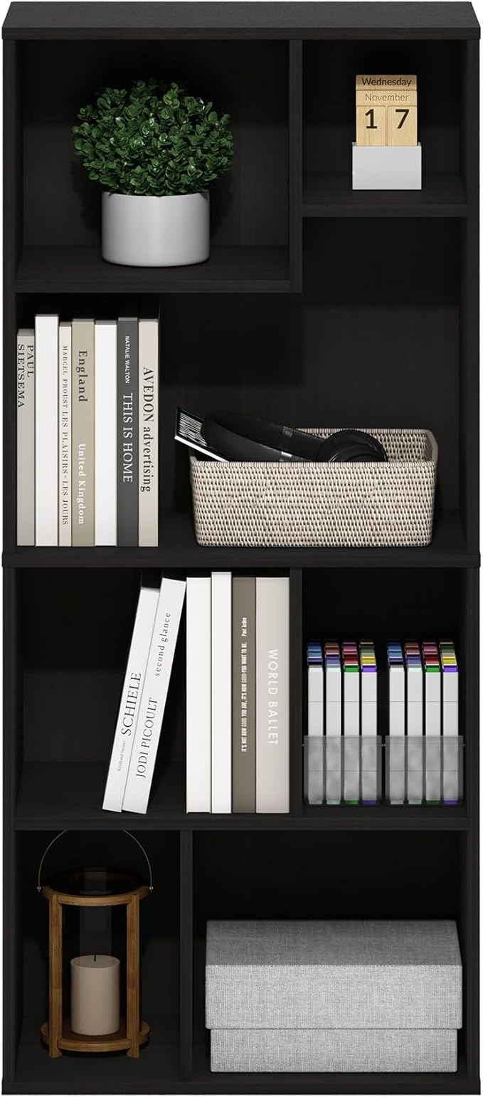 Furinno DALY Book Shelf, 7-Cube Bookshelf, Cube Storage Organizer Bookcase