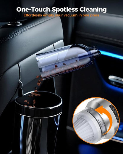 Car Vacuum,3 Suction Modes,Portable Mini Cordless Cleaner with 24000pa Suction Power,Type-C Charge,Handheld Vacuum for Home,Car,Birthday Gifts for Men Dad Husband (Starlight Bright Silver)