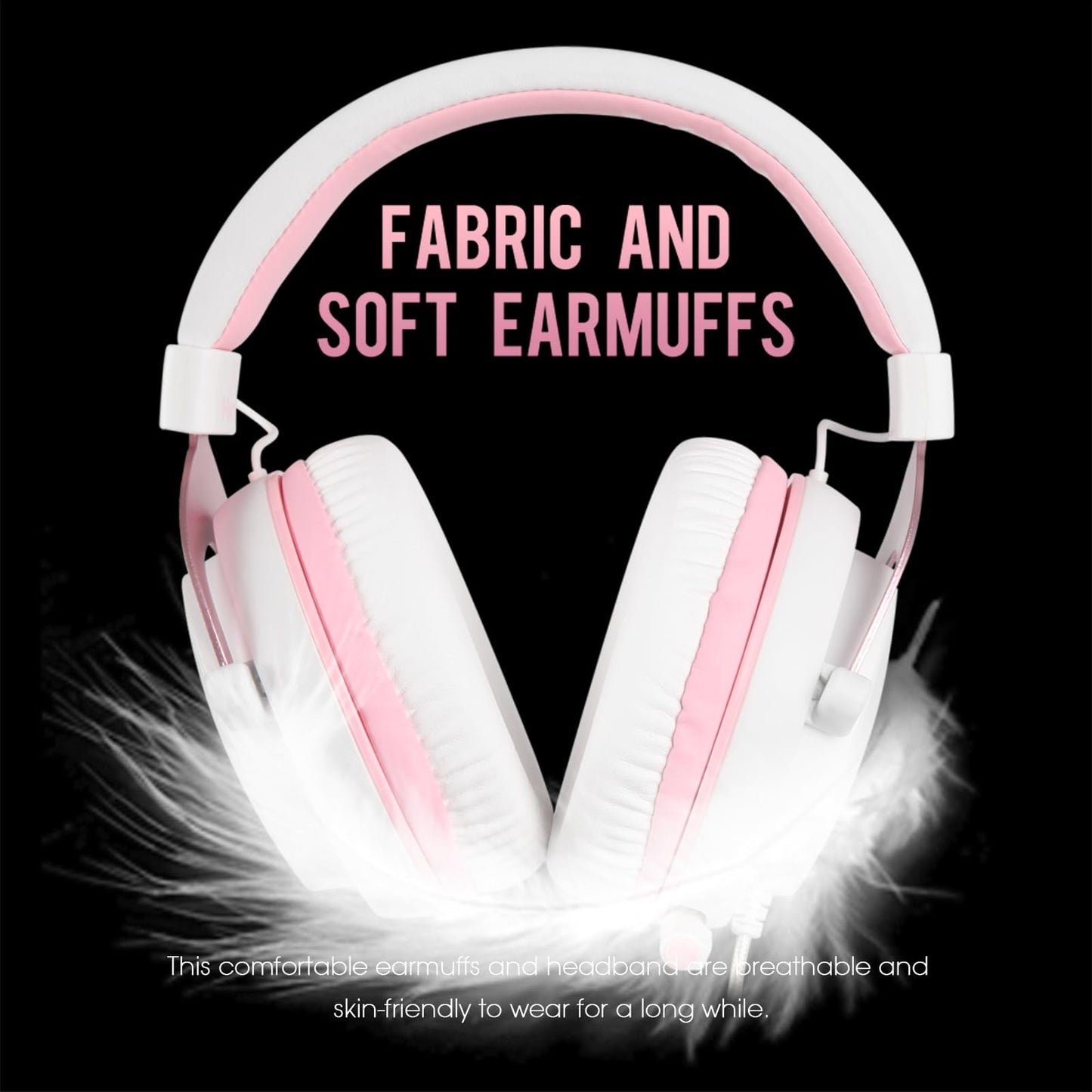 USOTSO MPOWER Stereo Gaming Headset for PS4, PC, Mobile, Noise Cancelling Over Ear Headphones with Retractable Flexible Mic & Soft Memory Earmuffs for Laptop Mac Games-Angel Edition