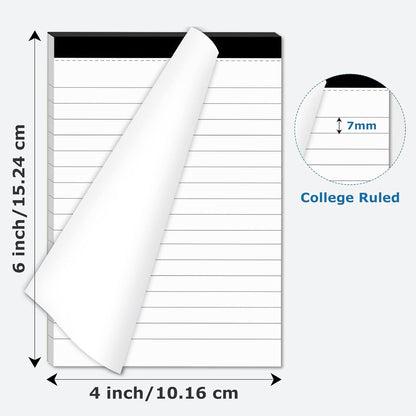 6 Pcs Perforated Note Pads College Ruled - 4" x 6" Inch Writing Notepad for Daily Planning - Perforated Small Notepads with 31 Sheets per Pad - Ruled Papers